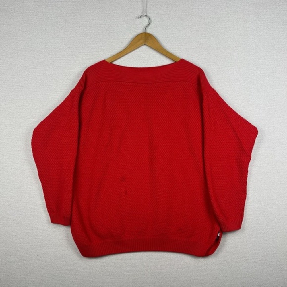 Lauren Ralph Lauren Sweater Womens XL Red Cotton Chunky Beach Preppy Coast